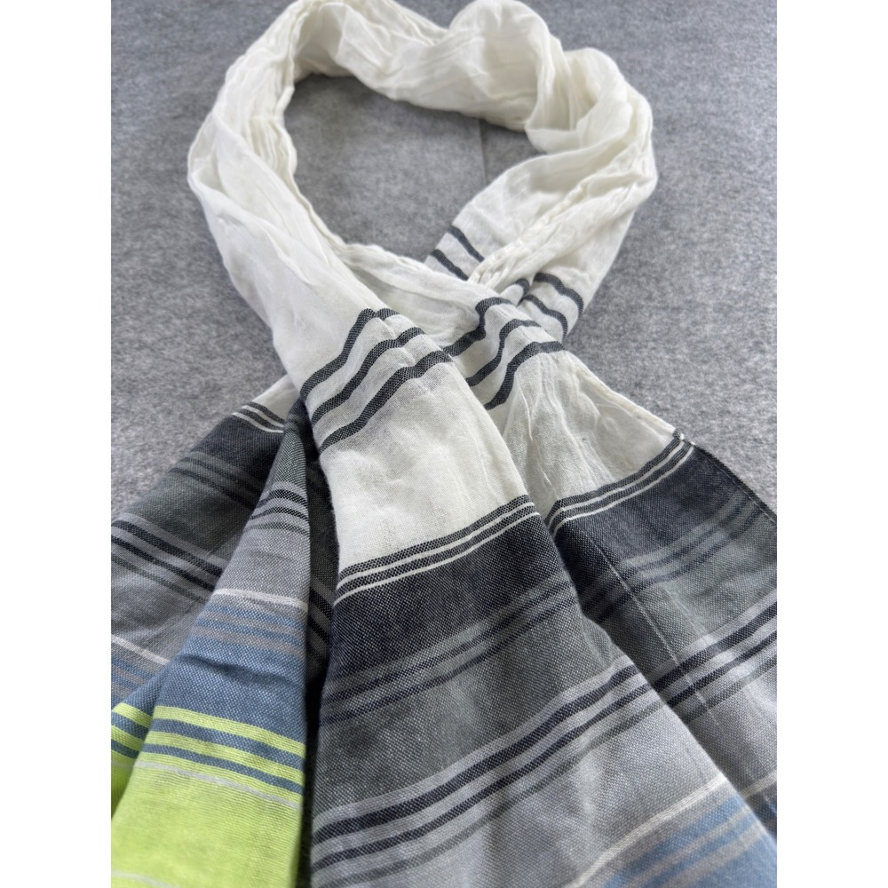 Converse One Star Scarf Unisex OS White Striped‎ Neon Lime Lightweight Fringe
